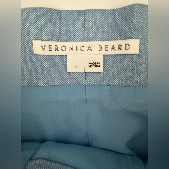 Veronica Beard Ashford High-Waist Pleated Shorts in Lake Blue, Size 4 - Picture 7 of 8